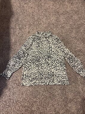 DKNY Black and White Leopard Print Blouse